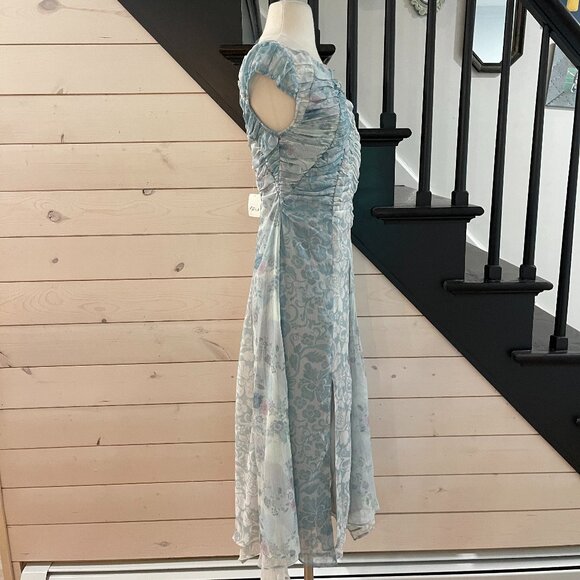 023 Free People Heart To Heart Midi Dress In Blue Combo NWT Size XS & Small - Picture 4 of 8